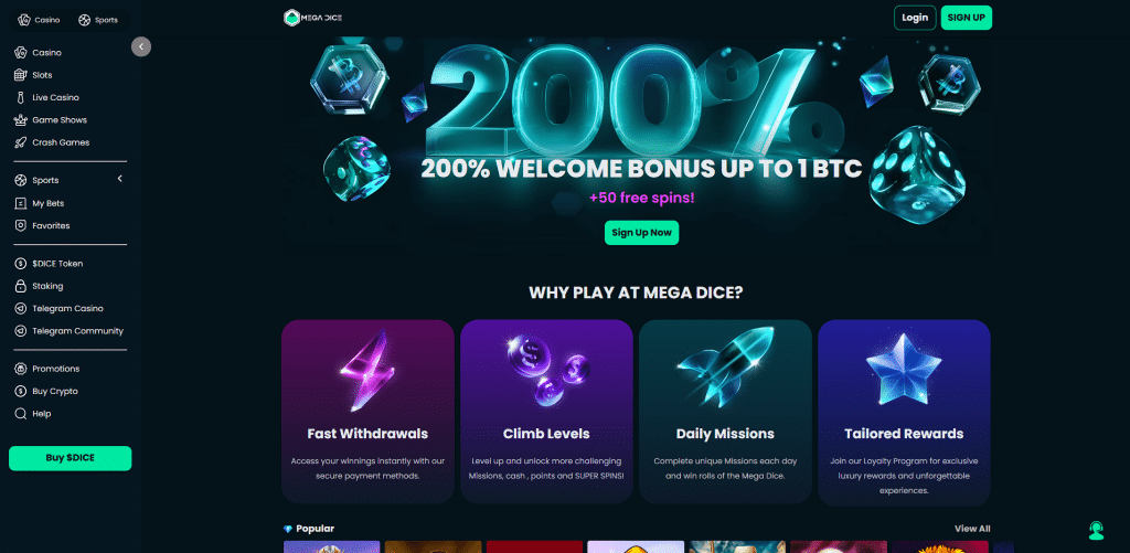 Mega Dice - vpn friendly casinos